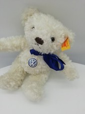 992407 Steiff Volkswagen Teddybär weiß Blaue Schleife Blau VW Brustschild