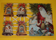 1x Poesiebilder Oblaten Weihnachten 271 Weihnachtsmann Kind GLOCKEN Glanzbilder 
