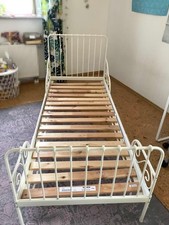IKEA Kinderbett Metall MINNEN für Mädchen ausziehbar  140-200 cm Federholzrahmen