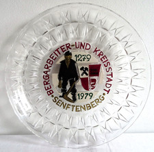 700 Jahre Senftenberg Tagebau Braunkohle Bleikristall Emaille Teller 1979