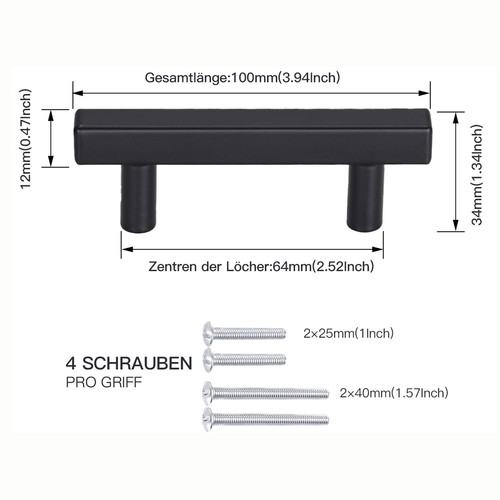 Möbelgriffe schwarz - 10,