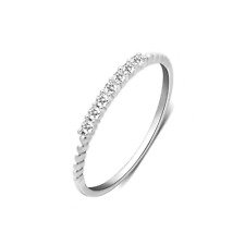 Sterling Silber Blase Perle Halb Ewigkeit Ring CZ Vorsteckring 1,5 mm Band