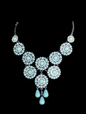 Kette Glas blau Strass Collier
