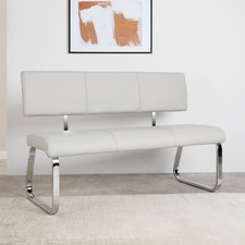 Esszimmerbank Polsterbank Sitzbank mit Rückenlehne Küchenbank Kunstleder grau