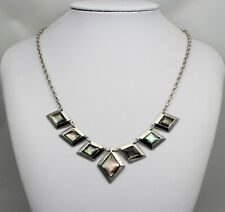 Kette Edelstahl-Kette mit echten Perlmutt-Scheiben 50 cm 1 Stück Neu Silber Pl.