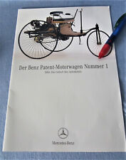 MERCEDES-BENZ PROSPEKT PATENT-MOTORWAGEN 1886 KARL + BERTA 1.AUTO DER WELT rar !