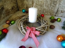 Adventskranz Weide Ø 24 cm natur 1 Kerzenteller z. selber dekorieren Weidenkranz