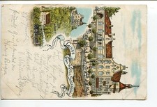 Lithographie Gruss vom Wettin Schlösschen, Rosswein, Sachsen (1803), 1897