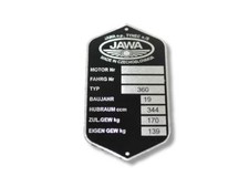 Jawa 360 Typenschild 19xx