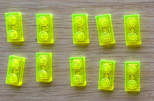 Lego 10 x Platte 1x2 transparent neon grün 3023 Bauplatte Grundplatte Zubehör