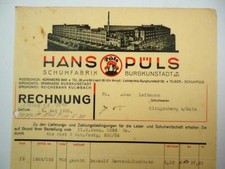 Hans Püls Schuhfabrik Burgkunstadt in Bayern Boxcalf Herren Schuhe Rechnung 1938