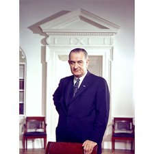 Portrait Präsident Lyndon Johnson Weißes Haus Foto riesiges Wandbild Poster Druck