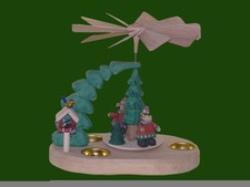 Wandpyramide Teelichter bunt Elche mit Vogelhäuschen geschnitzt 34 cm Forstelch