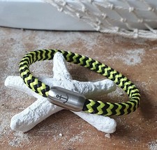Armband Segeltau "Anker" 6mm Schwarz Gelb gestreift + Edelstahl Magnetverschluss