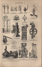 Lithografie 1903: PUMPEN. I/II. Worthington-Hub-Druck-Brunnen-Flügel-Dampfpumpe
