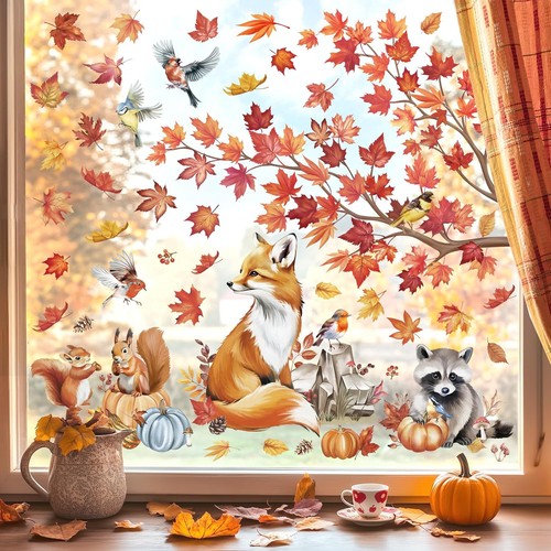 Fensterbilder herbst waldtiere - herbst,