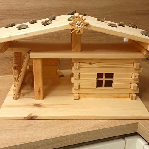 Krippenstall aus holz - krippenstall, natur
