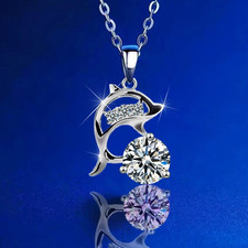 925 Echt Silber Halskette Delphin Flügel Kette Zirkonia Diamant Anhänger