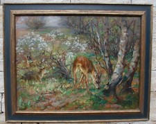 S c h ü t z, Heinrich; Rehwild; Jagdgemälde; Münchner Jagdmaler;