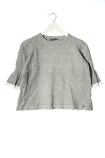 OPEN END Kurzarmpullover Damen Pullover Gr. DE 52 hellgrau-khaki-wollweiß