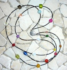 ★ lange Y - Kette ★ FLOWER POWER ★ bunt & schwarz ★