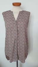 H&M Bluse Longbluse Ärmellos Größe 36 Minimal Print Rosa/schwarz TOP Zustand 