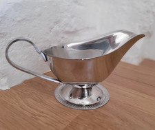 Vintage 50er Jahre Edelstahl Half-Pint Sauciere mit dekorativem Sockel