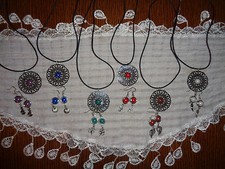 Halskette silber Blumen-Anhänger + Ohrhänger inkl.Chunk   6 Varianten auswählbar