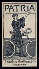 Alte Werbung Reklame 1899 PATRIA Fahrräder Weyersberg Kirschbaum & Cie. Solingen