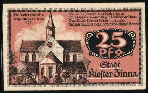 Notgeld kloster zinna 1921 - zinna, 1921,