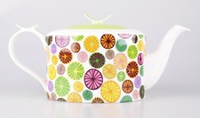 JAMESON&TAILOR Designer-Teekanne Dekor "Zitrusfrüchte", Brillantporzellan, 1,4l