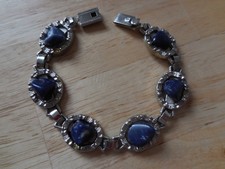 Armband mit Lapislazuli 70er Jahre Modeschmuck 20 cm