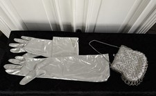 Vintage Abendtasche & Handschuhe Silber – Made in W. Germany 60er/70er