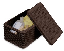 Ondis24 Decora S Aufbewahrungsbox Sammelbox mit Deckel Rattan Optik 8 Liter