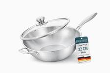 Wokpfanne Edelstahl 32 cm mit