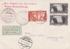 124316) Flugpost 1933, Segelflug Kronfeld Wien-Semmering, Italien-Zuleitung