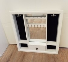 Schmuckkasten - hängend - Holz - weiss - mit Spiegel