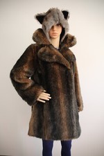 Schöner kunst Fellmantel Nerzmantel braune wolf muster baumwolle mischung aus fr