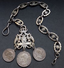 Tölzer Tracht Kette Silber massiv Karabiner Tracht Charivari Münze antik 1900