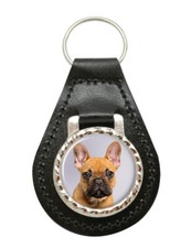 Französische Bulldogge Leder Schlüsselanhänger