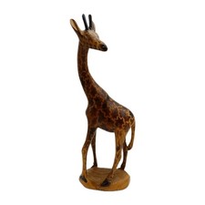 Holzgiraffe Handarbeit 31 cm geschnitzt bemalt Afrika Deko Tierfigur Vintage