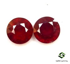 3.97 Karat Natürliche Rubin Rund Schliff Paar 7 MM Facettiert Rot Ton Lose