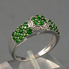 Chromdiopsid Diamant Ring 925er Sterling Silber Gr. 57