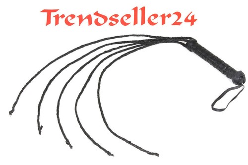 Peitsche 5zügig leder 90cm - peitsche,