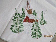 tischdecke weiß baumwolle Weihnachten bestickt quadratisch