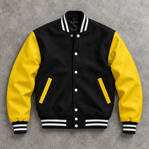 Black gold varsity letterman - black,