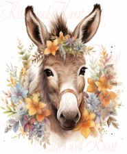 Abziehbild Esel mit Blumen Decalfolie Laser shabby chic Möbeltattoo A 4 DIY