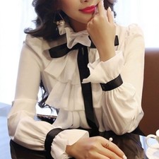 Damen Rüsche Hemd BLUSE Top