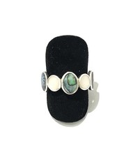 925/- Sterlingsilber Ring, Abalone/Perlmutt, Gr.56, 3 - 5 mm breit.