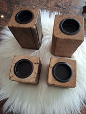 4 Kerzenhalter für Teelichter HOLZ RUSTIKAL
